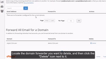 How to delete a domain forwarder in cPanel