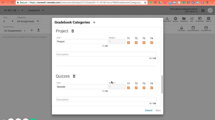 RenWeb One Gradebook Setup Tutorial