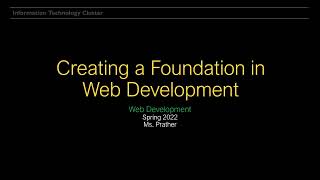 Creating a Foundation in Web Dev PPT