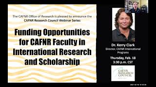 Kerry Clark: Funding Opportunities for CAFNR Faculty in International Research and Scholarship
