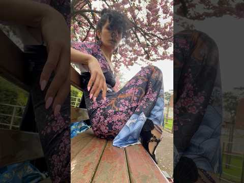In blossom jumpsuit & mermaid shoes under the sea & under blossom tree