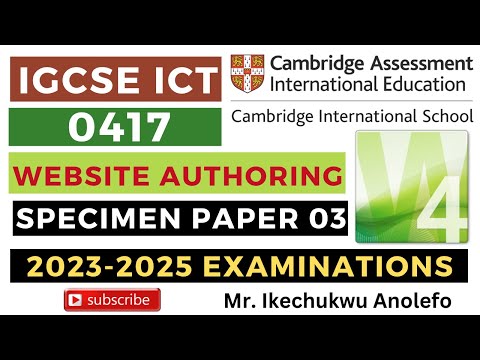 Igcse Ict Specimen Paper 03 2023-2025 Website Authoring Microsoft Expression Web 4