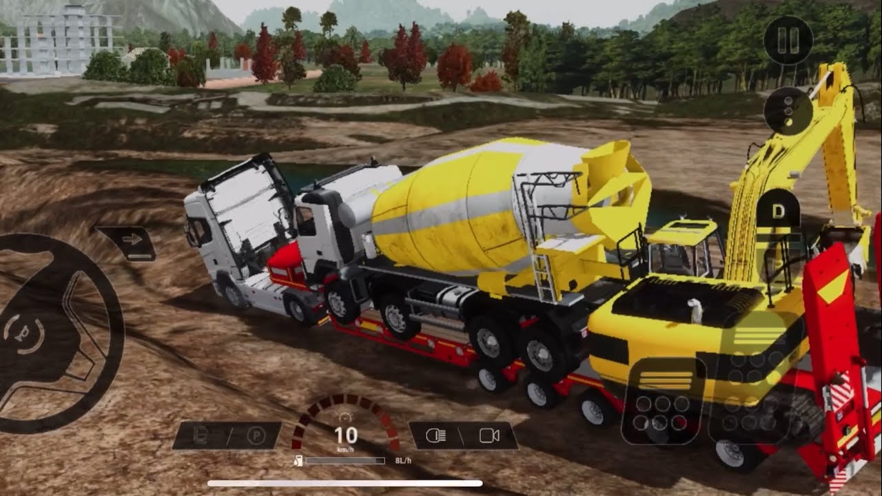 Car truck transport machine on the difficult road.