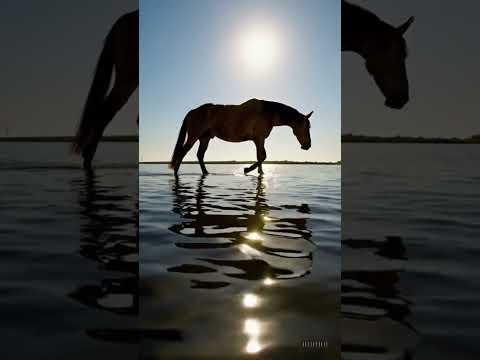 حصان سحري يمشي فوق الماء A Magical Horse Walking On Water In Waterhorse Magicalhorse 