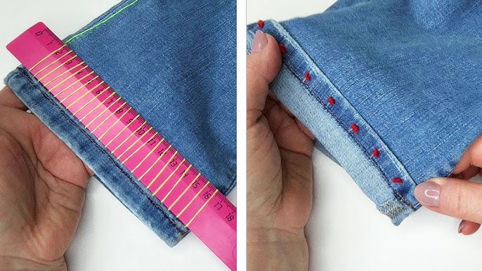 👖 Shorten Jeans by Hand & Keep the Original Hem! Easy way to take up jeans  without a sewing machine 