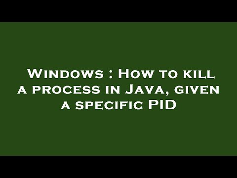 Windows : How to kill a process in Java, given a specific PID