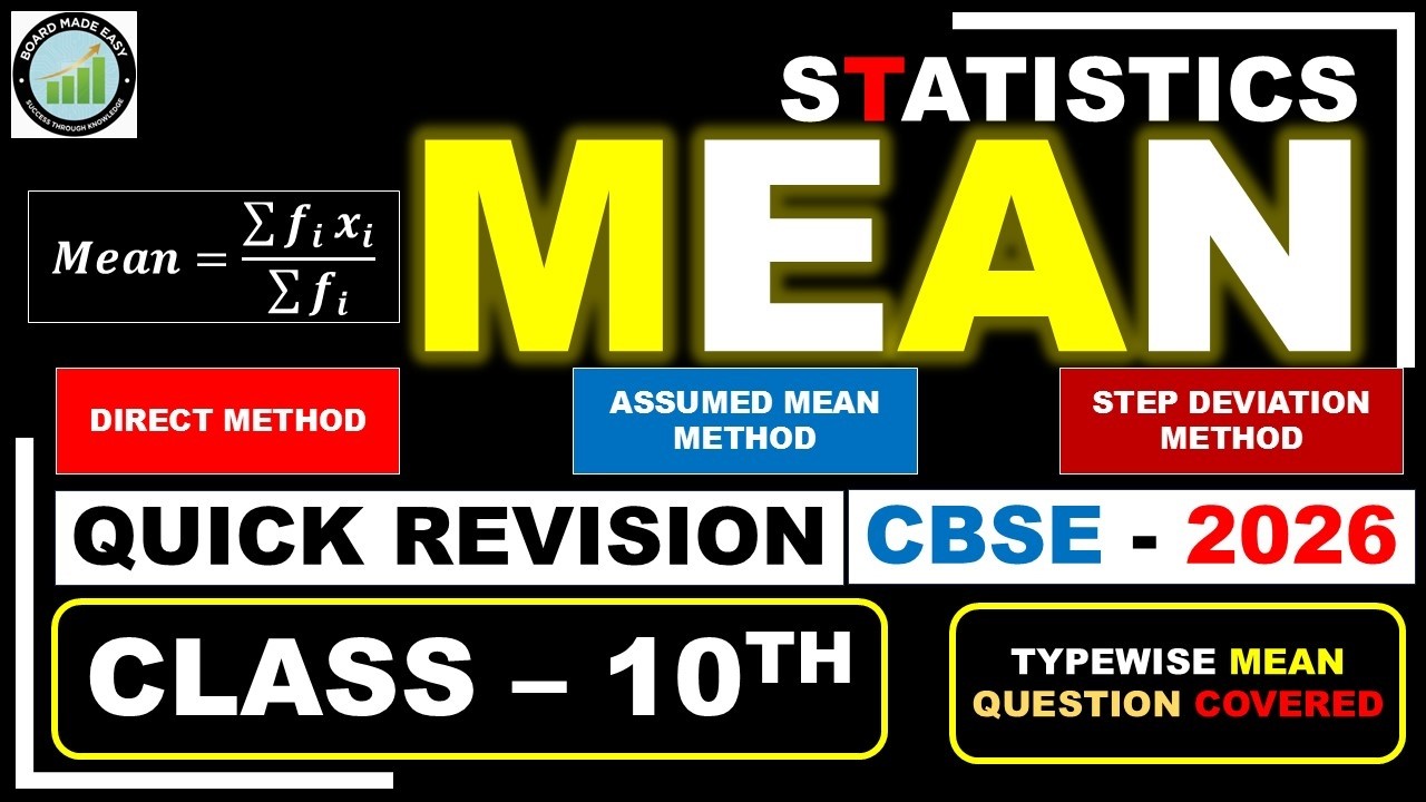 Class - 10th, Statistics - Mean [ Direct method, Assumed Mean method, Step Deviation Method] cbse 26