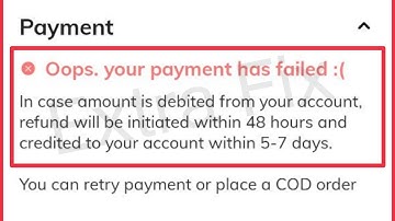 AJIO Fix Oops. Your payment has failed In case amount is debited from your account refund Problem