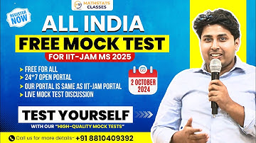 FREE ! FREE ! FREE ! All india free Mock Test || IIT-JAM MS 2025 || Mathstats @ 8810409392