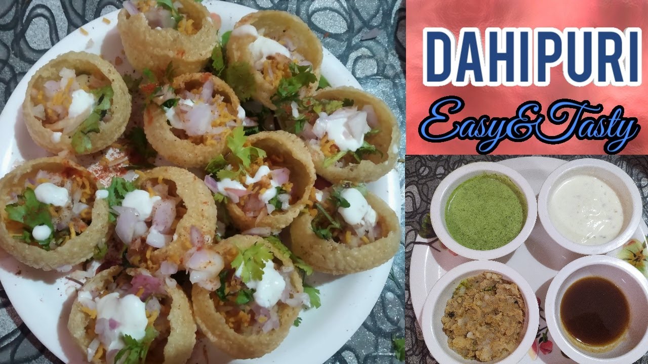 DAHI PURI Recipe In Telugu with SWEET CHUTNEY&GREEN CHUTNEY//Easy&Tasty