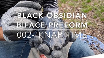 002 Odd Nodule Knapping - Oregon Black Obsidian Biface Direct Percussion Knife Preform