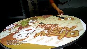 Interactive round table interactive multiplication table 3d hologram display  projection games