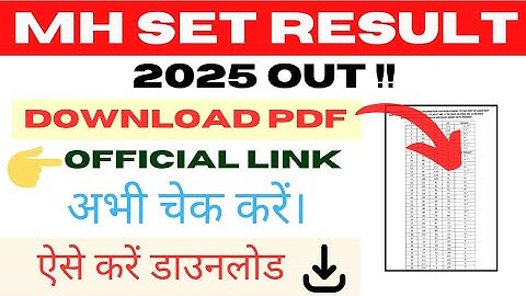 MH SET Result 2025 OUT 🛑 || How to download MH SET Result 2025 #mhsetresult