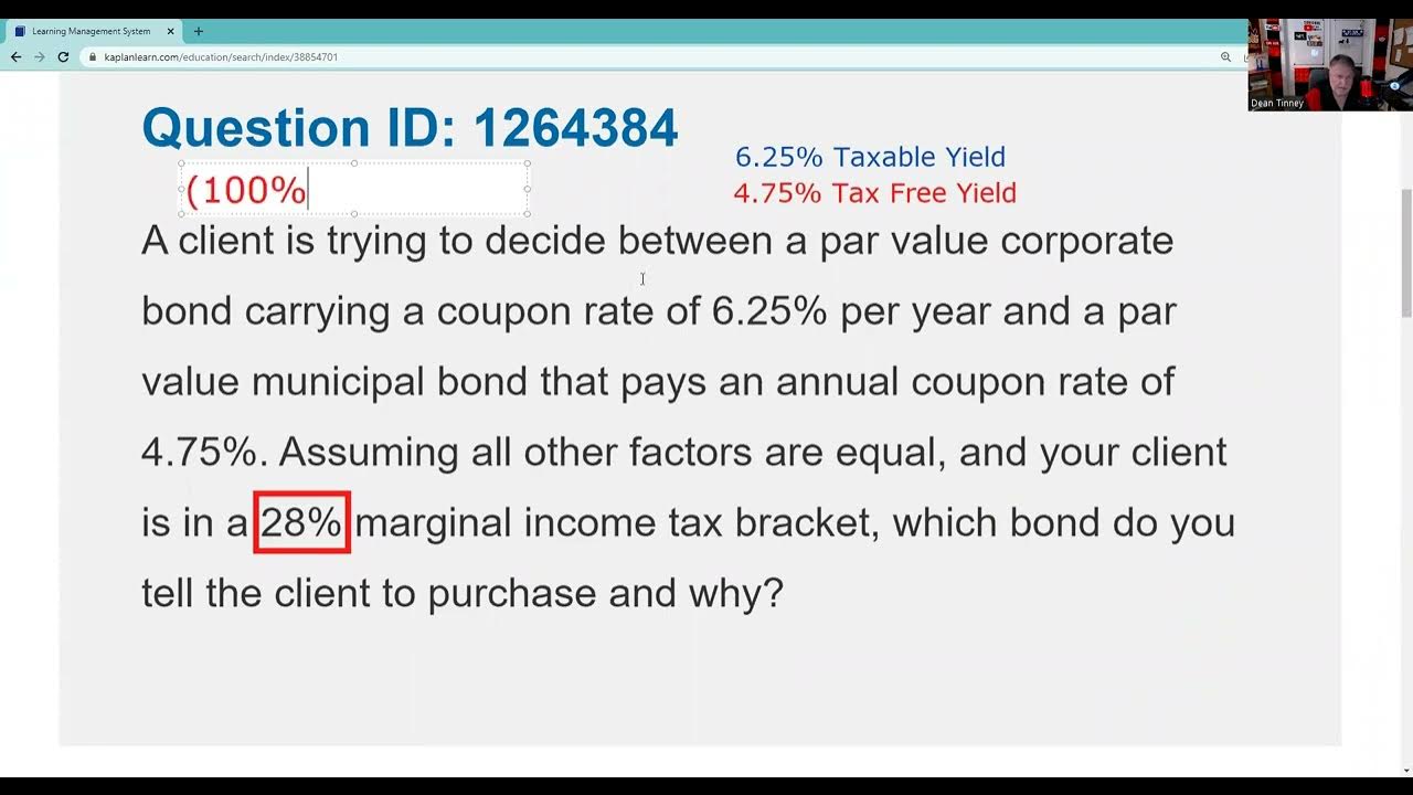 Tax free equivalent yield taxable equivalent yield very testable on