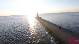 Sunrise at the Lighthouse in Menominee Michigan Time lapse Video July 9 2021 Great Lake Michigan
