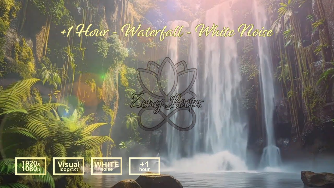 Jungle Waterfall Loop (1+ Hour) | Calm Tropical Falls, Soft Mist & Deep Nature Ambience (No Music)