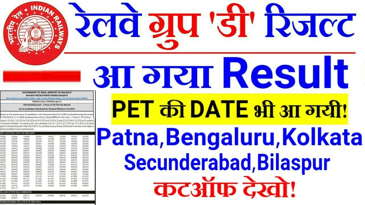 RRB GROUP D RESULT 2018 OFFICIAL CHECK YOUR RESULT आ गया