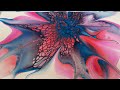 32 Beautiful Magenta, Orange and Blue Bloom in Acrylic Paint Pouring Fluid Art