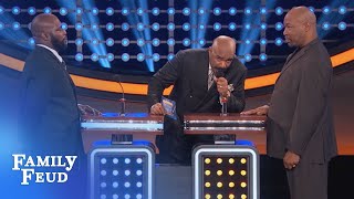 Steve wants to GO HOME! | Celebrity Family Feud | OUTTAKE