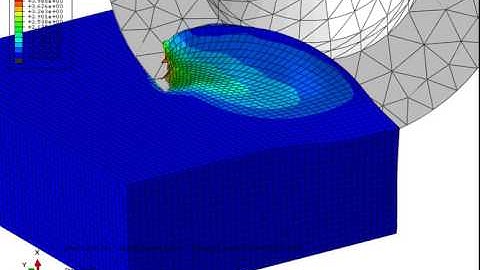 Abaqus CAE explicit shell end milling of 20NiCrMo5 PEEQ 2 close up example 2