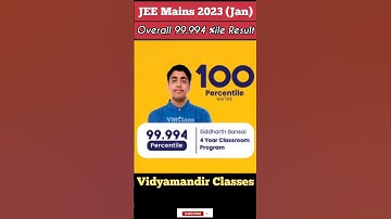 2] 🔥Siddharth Bansal Got 99.994%ile in JEE Mains (Jan)🔥 #iit #jeemains #vmc @vmcians