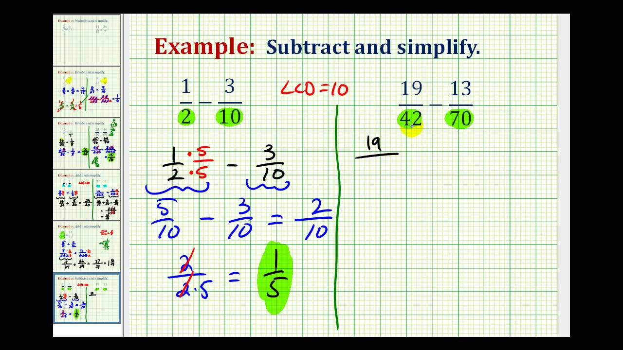 Example: Subtract Fractions with Unlike Denominators - YouTube