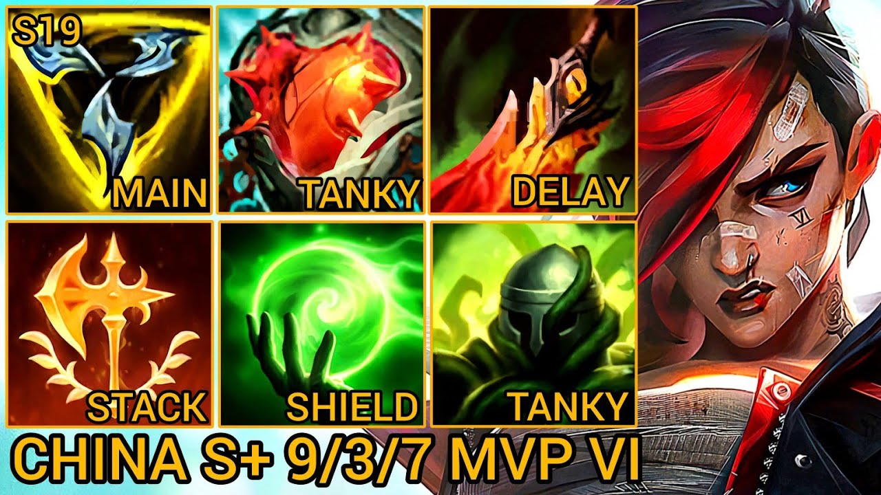 Vi MVP Jungle S Rating 9/3/7 - China Wild Rift New Build & Runes By Tiarty