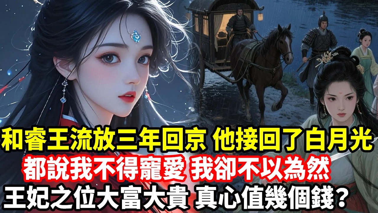 和睿王流放三年回京，他接回了白月光，都說我不得寵愛，我卻不以為然，王妃之位大富大貴，真心值幾個錢？
