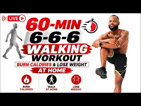 Video thumbnail: 🥈🚶 60-Min 6-6-6 Walking Workout at Home | Burn Calories & Lose Weight | No Equipment