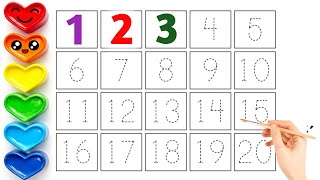 Learn Counting 1 to 20 Number Tracing for Kids Preschool Learning with Colors Vid No 43
