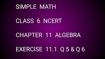 Simple Math Class 6 NCERT Chapter 11 Algebra Exercise 11.1 Q 5 & Q 6