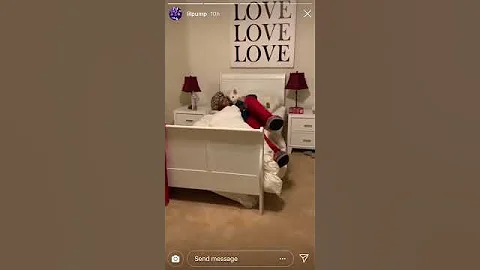 Lil pump breaks the bed playing with his dog