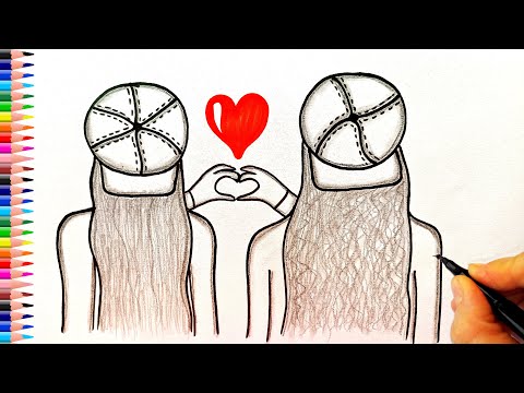 Best Friends Çizimi 💖 Yakın Arkadaş Çizimi - En İyi Arkadaş Çizimi - BFF Çizimleri - BFF Drawing