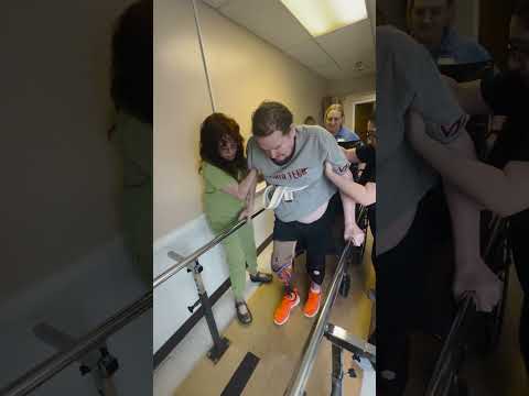 Below Knee Amputee Takes First Steps with His Prosthesis
