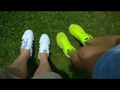 Footsie and sneakers swap in park
