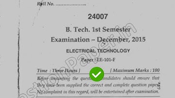 Mdu BTech 1st Sem Electrical Technology Question Paper 2015 #MduQuestionPaper