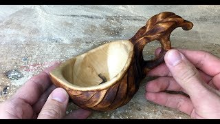 Making a wooden coffee cup out of birch burl wood | by jonas olsen from Norway