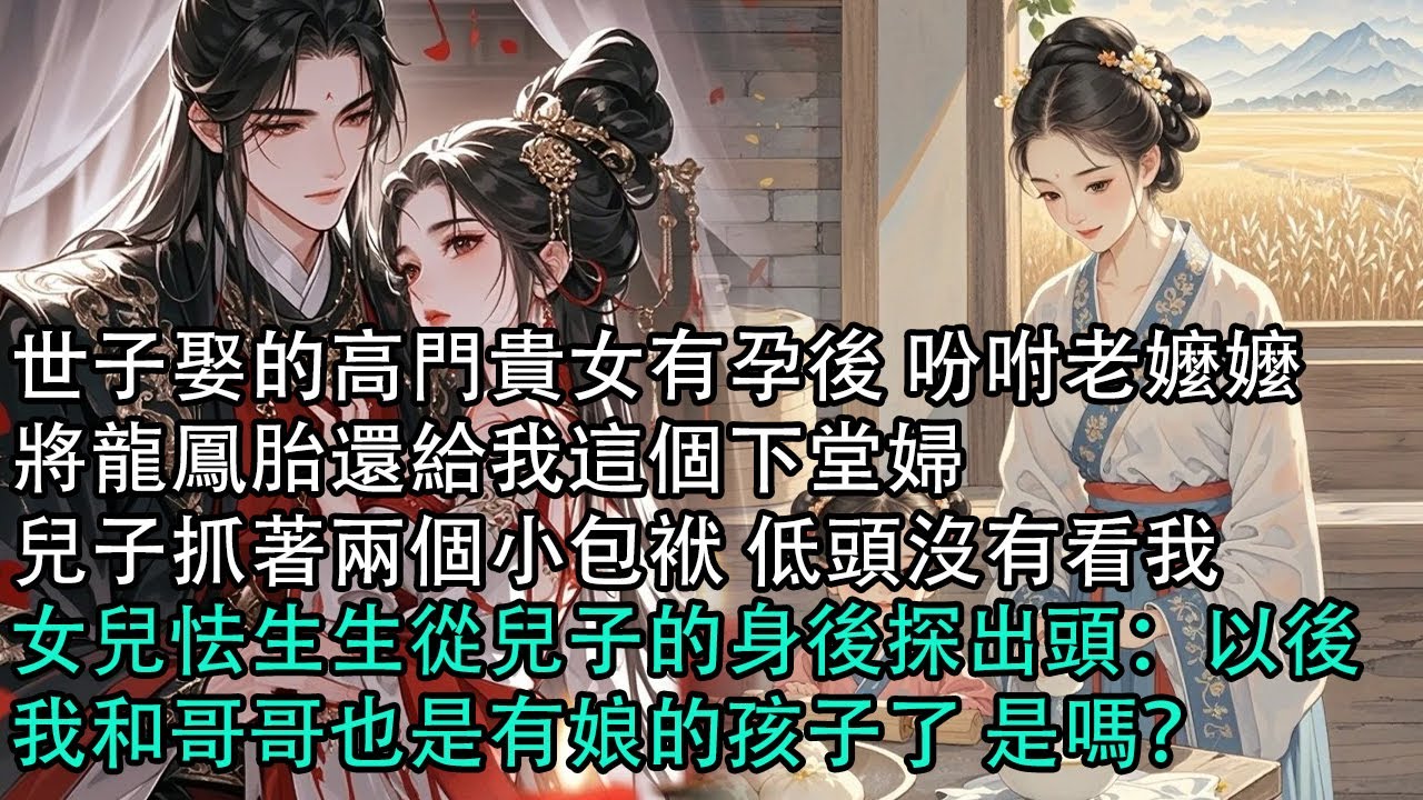 【一口氣看完】世子娶的高門貴女有孕後 吩咐老嬤嬤，將龍鳳胎還給我這個下堂婦，兒子抓著兩個小包袱 低頭沒有看我，女兒怯生生從兒子的身後探出頭：以後，我和哥哥也是有娘的孩子了 是嗎？