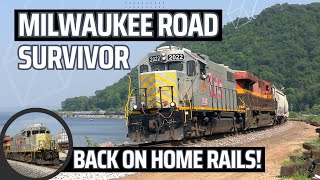 Milwaukee Road Survivor on The River Sub!  -KCS Power on The CPKC with a GREAT K5LA Horn-