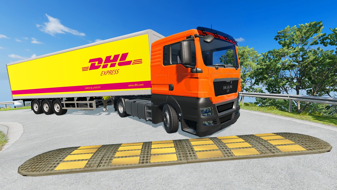 BUS, TRUCKS And CARS Vs SPEED BUMPS - BeamNG.Drive