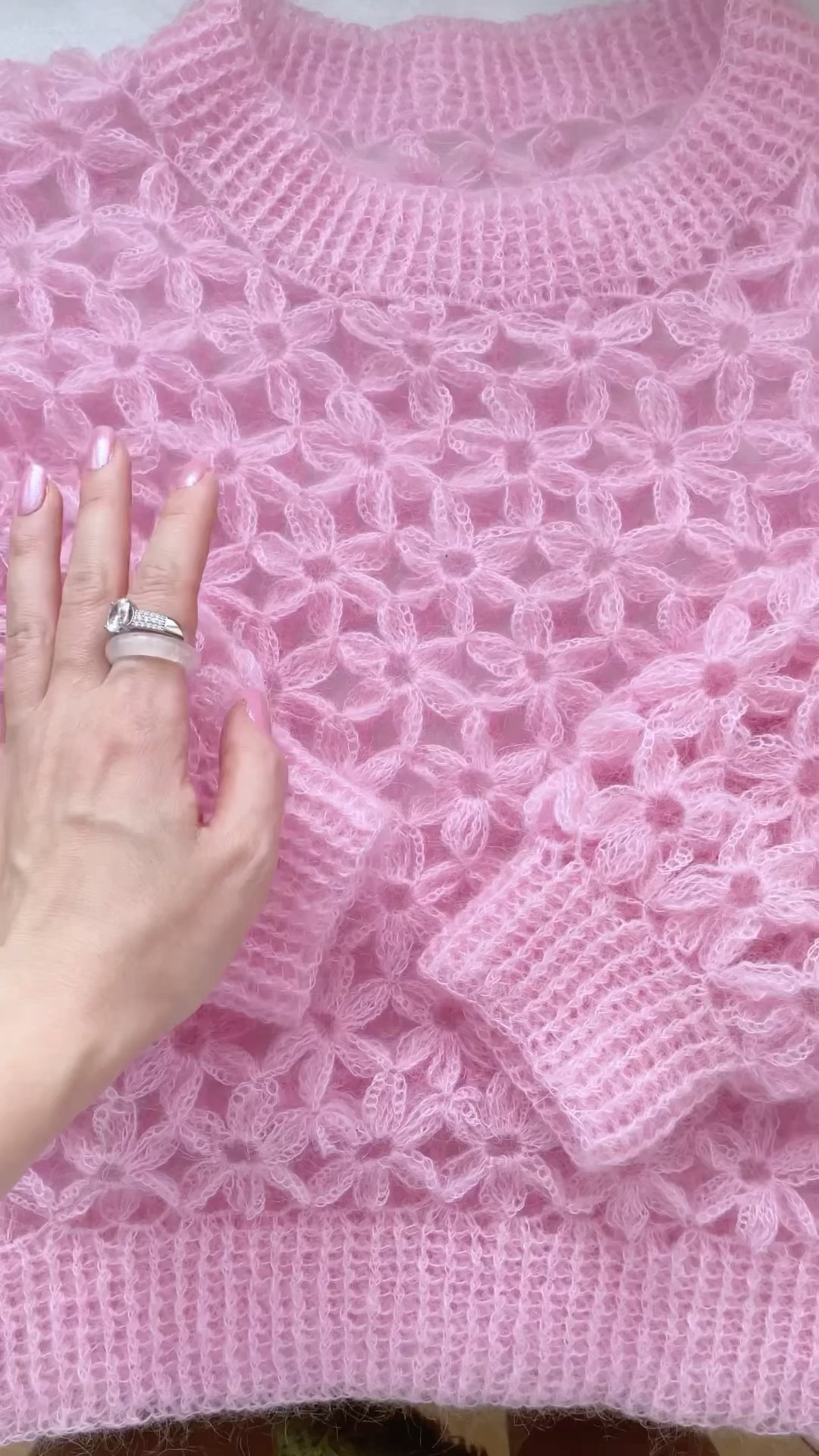 Mohair sweater 💕🌸 #crochet #design #knitting #handmade #sweater