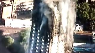 حريق لندن الكارثي : رغم الحطام الكبير محاولات السيطرة علي حريق البرج السكني الضخم في غرب لندن
