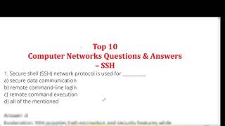 Secure Shell (SSH) Network Protocol  Computer Networks Questions & Answers MCQ