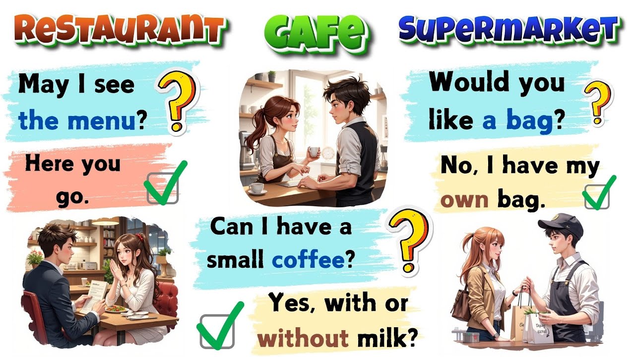 🍞🍷 English for Everyday: Q&A at Supermarkets, Cafes & Restaurants 🌟🗨️