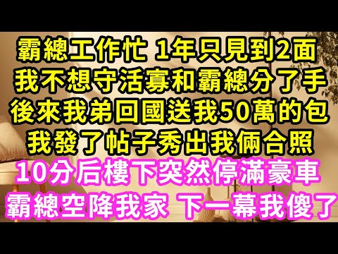 霸總工作忙 1月只見到2面，我不想守活寡 提了分手，後來我弟回国送我50萬的包，還秀出我倆的合照，10分鐘後樓下堵滿豪車，總裁空降門口 一句话我傻眼了#甜寵#灰姑娘#霸道總裁#愛情#婚姻#小嫻說故事