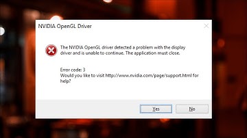 NVIDIA OpenGL Driver detected a problem with the display driver and unable to continue- Error code 3