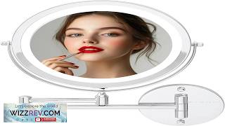 9" Lighted Wall Mount Makeup Mirror with 1X 10X Magnification Cordless Double S