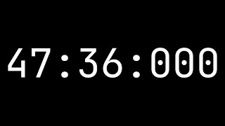 Countdown timer 47 minutes, 36 seconds [47:36:000] - White on black with milliseconds