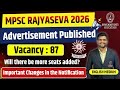MPSC Rajyaseva 2026 Notification Out 🚨 | Only 87 Vacancies | Will Government Add More Posts?
