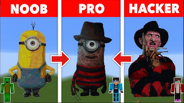NOOB VS PRO VS HACKER Minecraft Pixel art✨ Minion × Freddy Krueger